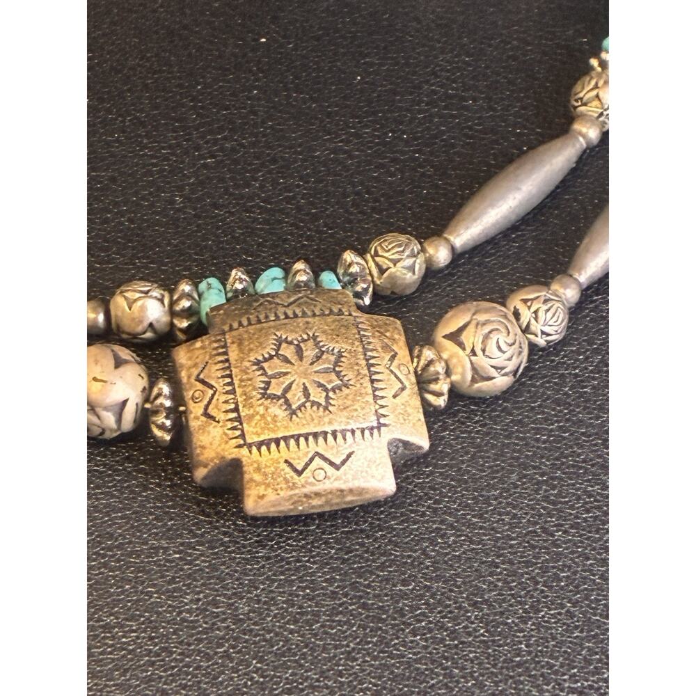 Vintage Southwestern Jewelry Lot Necklace Bracelet Cuff Faux Turquoise Boho - Picture 3 of 8